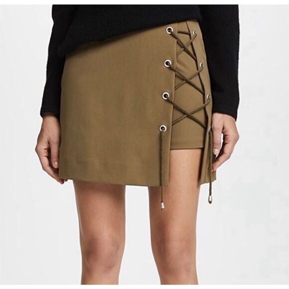 Rebecca Minkoff Khaki Lace-Up Mini Skirt - Picture 9 of 9